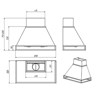 Кухонная вытяжка  LIMA - 900 ( 650 м3/ч )